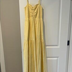 l*space Pale Yellow Tiered Maxi Dress with Spaghetti Straps